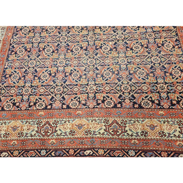 19th Century Persian Farahan Gallery Rug, Hand-Knotted Wool, Allover Herati Geometric Pattern, Ivory & Red, 7x16 For Sale - Image 13 of 15