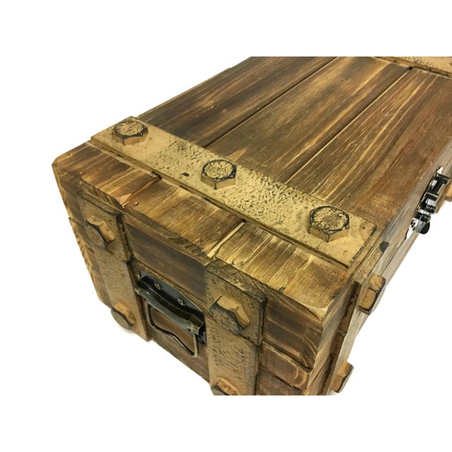 Wooden Box With Metal Decor Storage Box Chairish