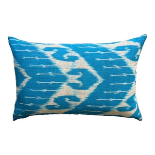 1990s Handmade Silk Ikat Lumbar Cushion Cover For Sale