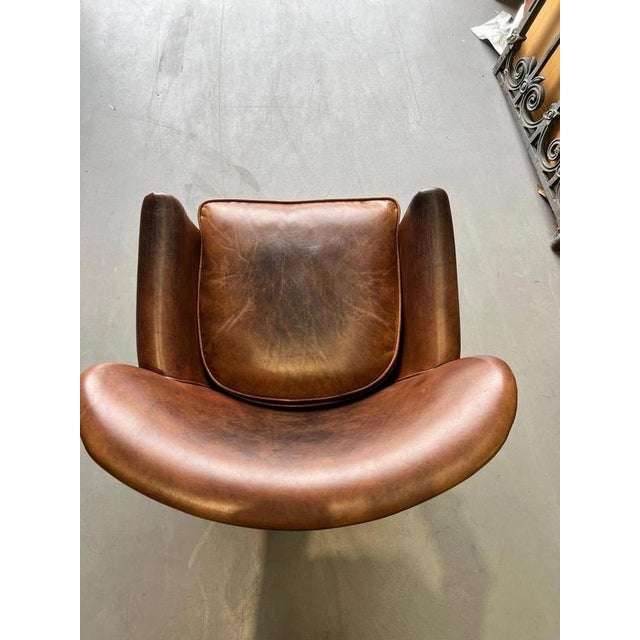 Vintage Brazilian Leather Armchair with Antique Brass Studs For Sale - Image 6 of 17
