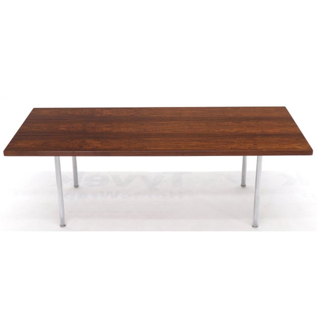 Mid-Century Modern Hans Wegner Signed Rosewood Coffee Table on Chrome Cylinder Legs For Sale - Image 3 of 11