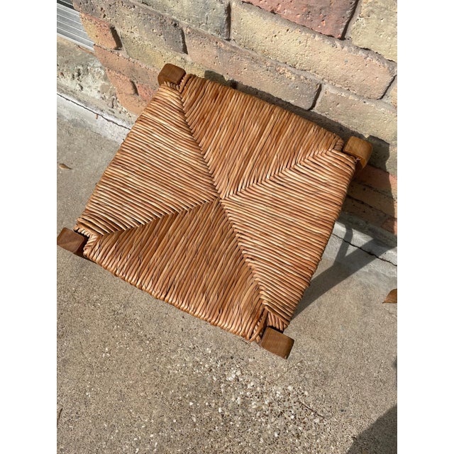 Vintage Mid Century French Rush "Paille" Stool For Sale - Image 12 of 17