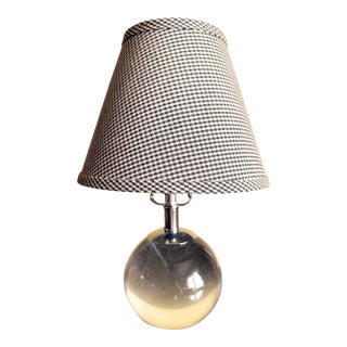 1980s Giorgio Mini Crystal Table Lamp With Herringbone Lampshade For Sale