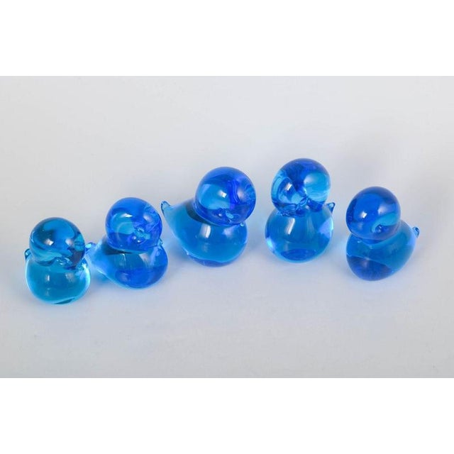 Josef marcolin for fm ronneby, set of five duck figurines. Set of five handcrafted duck figurines in blue art glass. The...