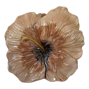 1960s Large Mid-Century Hibiscus Flower Ceramic Vase