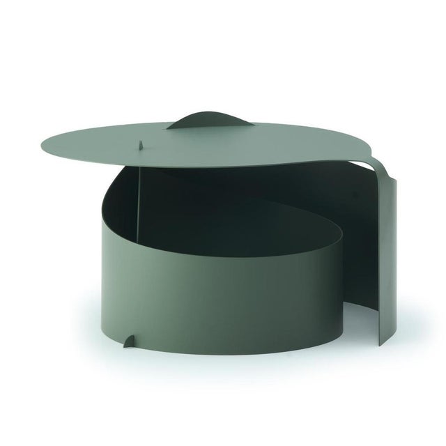 Aldo Bakker Dusty Green Coffee Table Lounge For Karakter A single sheet of steel rolled in one smooth motion into a self-...