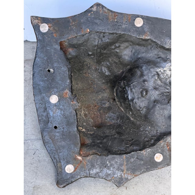 Large 19th C. American Cast-Iron Lion Shield Medallion, Architectural Ornament For Sale - Image 9 of 18