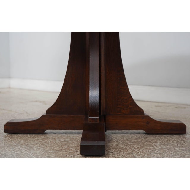 Wood Stickley Mission Oak Round Dining Table For Sale - Image 7 of 18