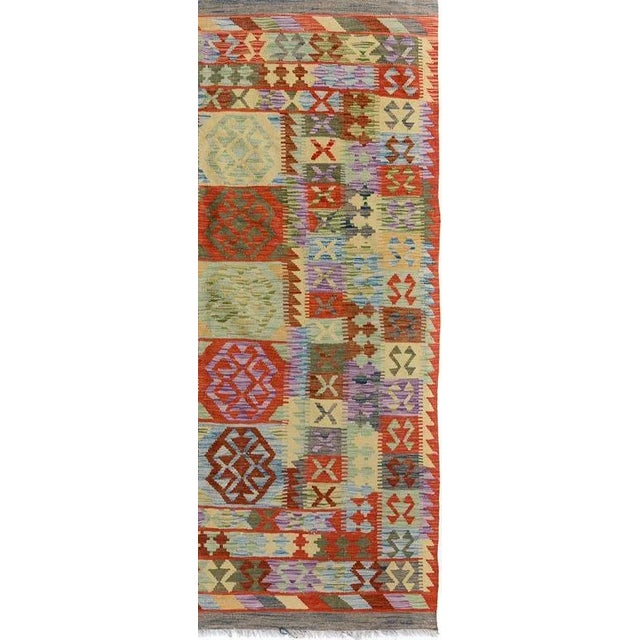 1990s Abstract Tribal Arya Blue/Gray Wool Kilim Rug - 4'10 X 6'7 For Sale In New York - Image 6 of 7
