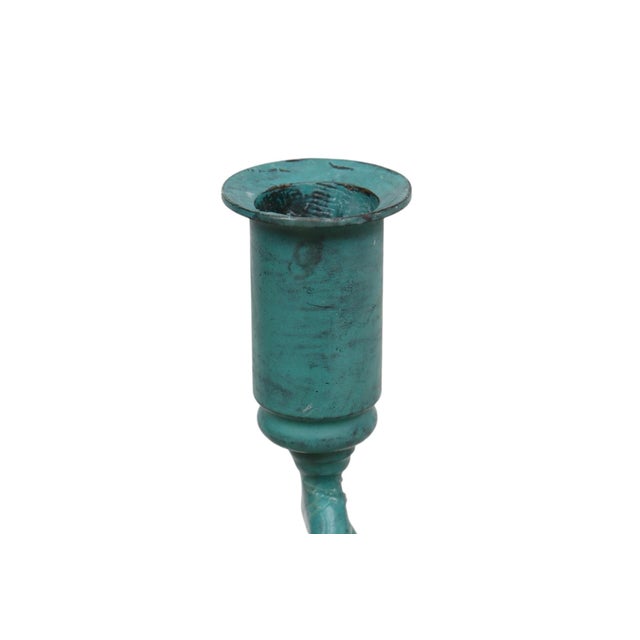 Contemporary Verdigris Open Barley Twist Candlestick Holders, a Pair For Sale - Image 3 of 7