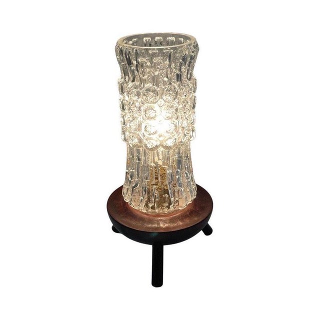 Brown Mid Century Modern Table Lamp with Teak Base and Glass Shade, 1950s For Sale - Image 8 of 8