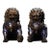 Pair of Vintage Cloisonné Enamel Guardian Lions – Gilt Bronze Foo Dogs, Blue Ground For Sale