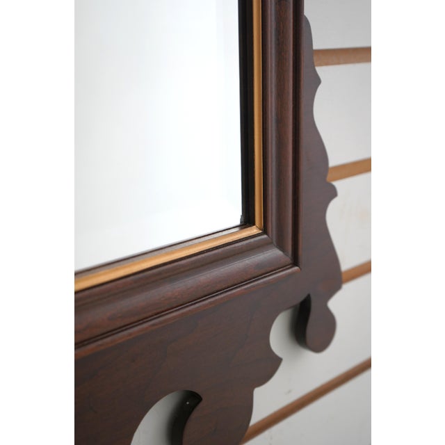 1980s Ethan Allen Georgian Court Chippendale Cherry Mirror For Sale - Image 5 of 11