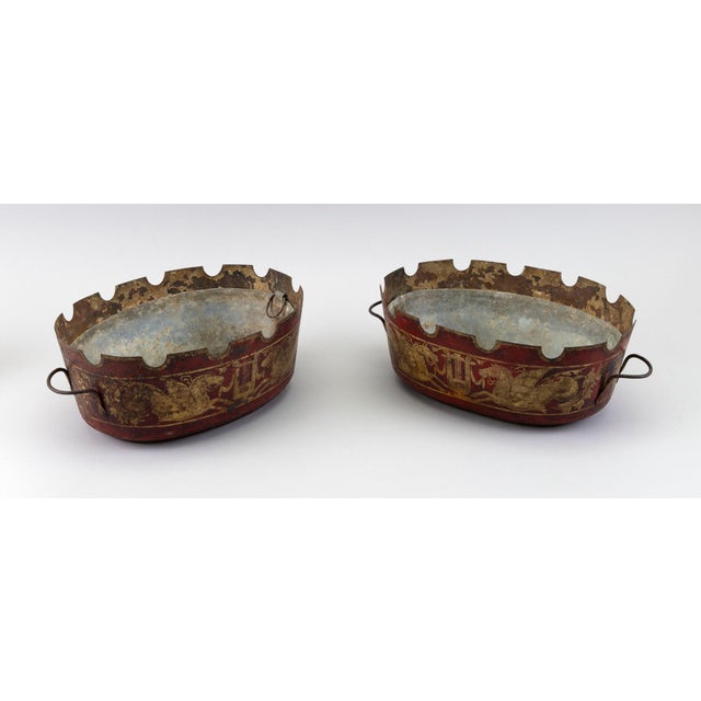 Antique 19th Century French Empire Tole Monteiths or Cachepot Jardinieres With Neoclassical Winged Horses or Pegasus & Lyres Circa 1820 - A Pair For Sale - Image 14 of 14