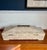Vintage Cream Tessellated Stone Box With Brass Handle A sculptural decorative box with cream and beige tessellated stone...