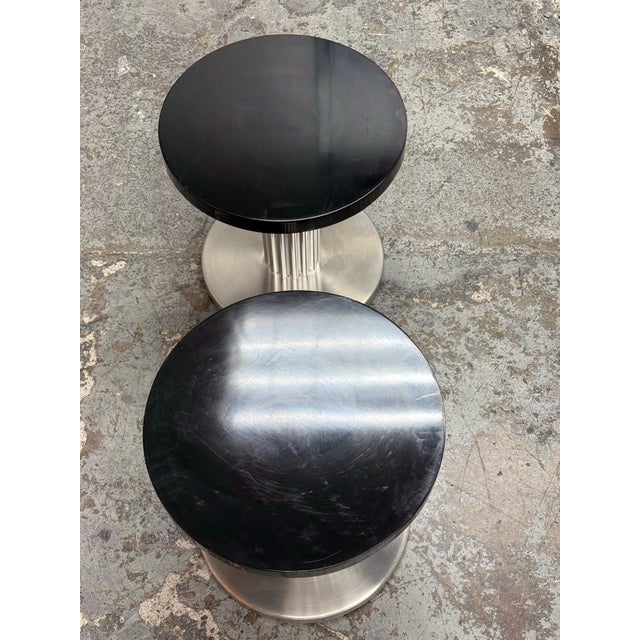Late 20th Century Art Deco Revival Pedestal Vintage Side Tables, Pair For Sale - Image 5 of 12