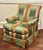 Green & Coral Striped Upholstered Club Chair, Palm Beach Style For Sale - Image 10 of 12