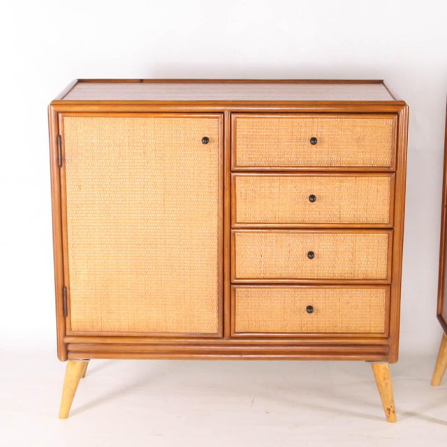 Raffia and Wood Chests of Drawers, 1970s, Set of 2 For Sale - Image 12 of 18