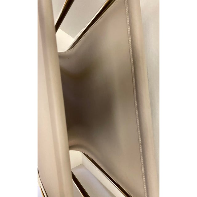 Greige Modern Leather Magazine Sling Designed by Marta Giardini For Sale - Image 8 of 11
