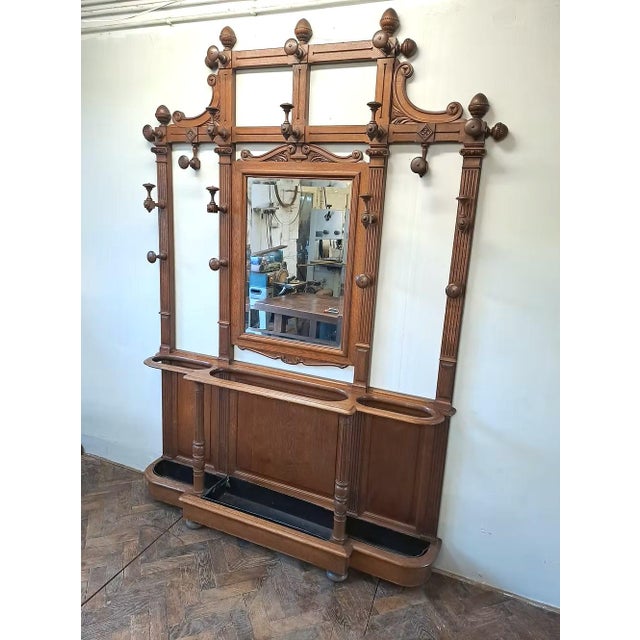 1900 - 1909 Antique French Oak Hallstand, 1900 For Sale - Image 5 of 5