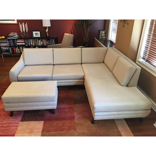 Joybird MidCentury Style Right Side Sectional & Ottoman Chairish