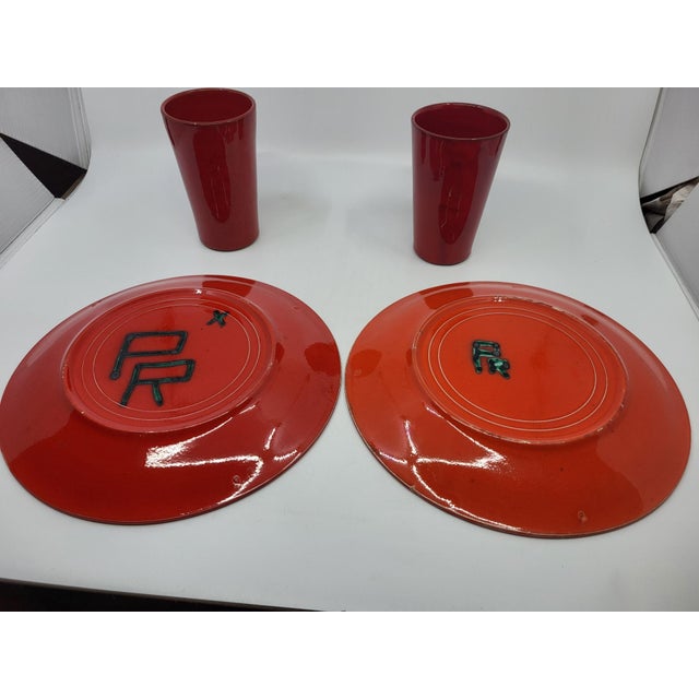 Ceramic Red Ceramic Set by Robert Picault for Vallauris, France, 1950, Set of 4 For Sale - Image 7 of 18