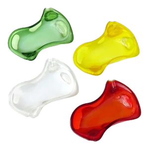 Vintage Sasaki Japan Green Yellow Red White Mold Pressed Biomorphic Mid-Century Modern Ashtrays - Set of 4