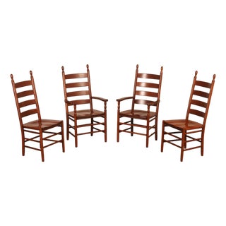 The Keystone Collection Set of Four Solid Cherry Ladder Back Dining Chairs For Sale