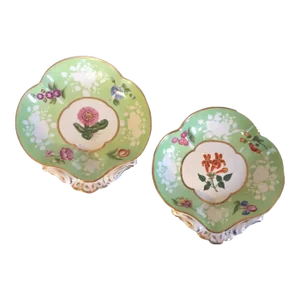 Antique Early 19th Century English Regency Coalport Porcelain Shell Shape Dessert Dishes - A Pair