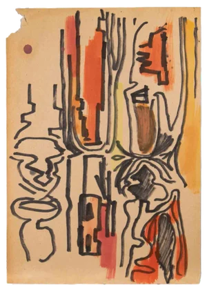 Reynold Arnould, Abstract Composition, Ink Drawing, 1970