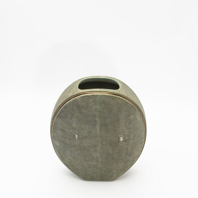 Shagreen Vase With Brass Details by R&y Augousti For Sale In Los Angeles - Image 6 of 9