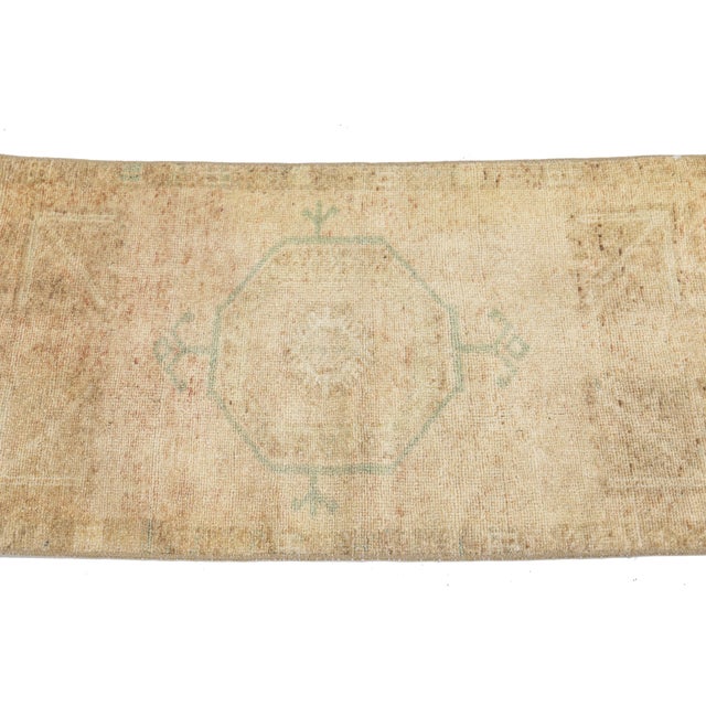 Cream Antique Turkish Oushak Wool Rug in Muted Neutral & Sage Tones – 2' X 3' Accent Mat For Sale - Image 8 of 8