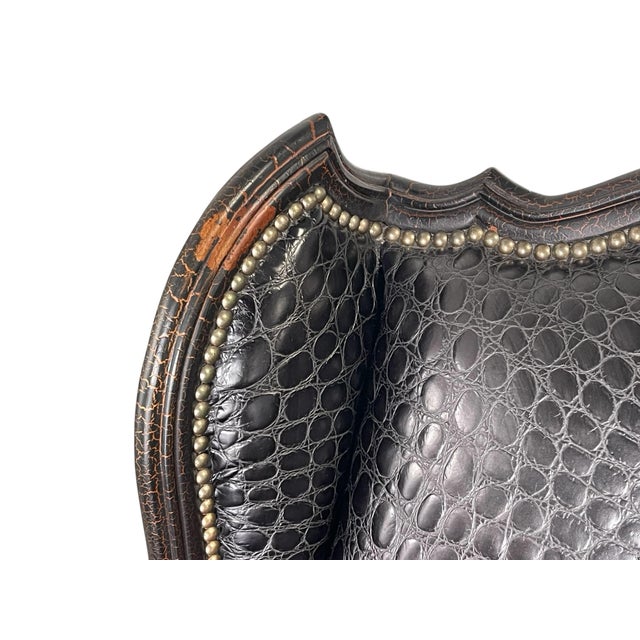 Crocodile Embossed Leather Office Chair by Old Hickory Tannery For Sale In Naples, FL - Image 6 of 12