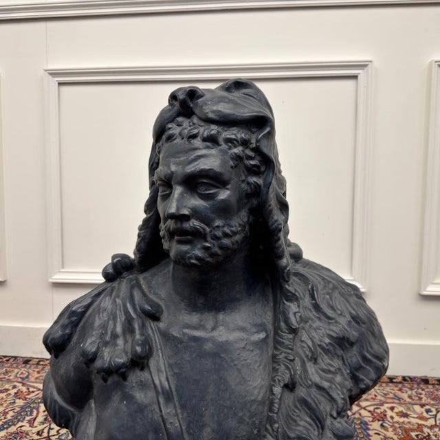 Lucas Faydherbe, Bust of Hercules, 1800s, Earthenware For Sale - Image 5 of 10
