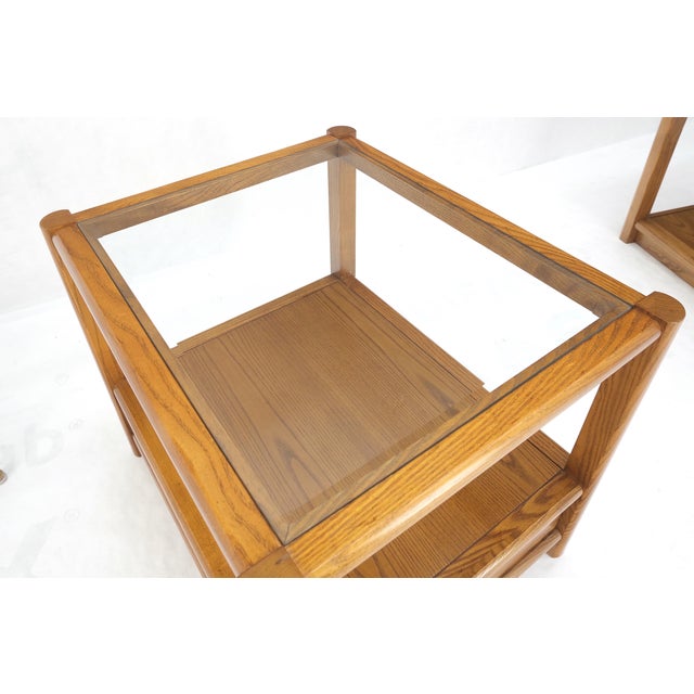 Mid-Century Modern Pair Quality Glass Top One Drawer Side End Tables Nightstands Thomasville Mint! For Sale - Image 3 of 18