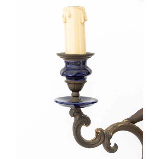 Patinated Brass Cherub Candlestick Sconces, Pair For Sale - Image 4 of 13
