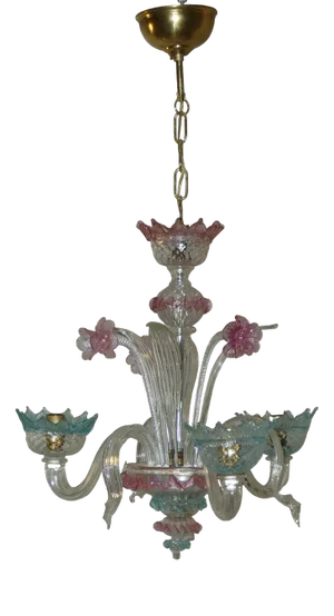 Murano Glass and Brass Chandelier, 1950s