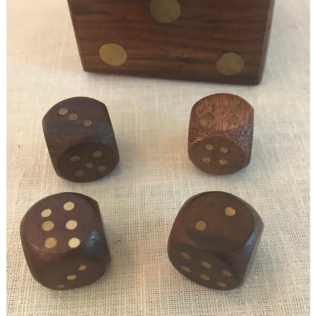 Vintage Wood and Brass Dice Box With Dice Chairish