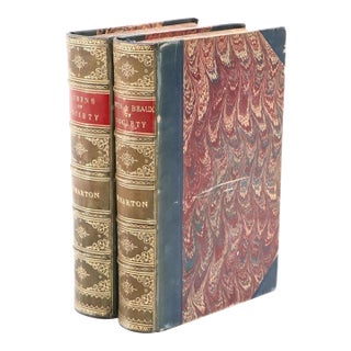 Fine Leather Bindings - "The Queens of Society" and "Wits of Society" Books by Grace and Philip Wharton, 1870 - 2 Volumes For Sale