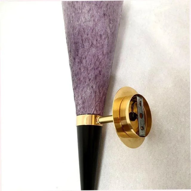 Purple Murano Glass Sconces, by Mila Schon Italy 1970s, Mid Century Modern For Sale - Image 11 of 12