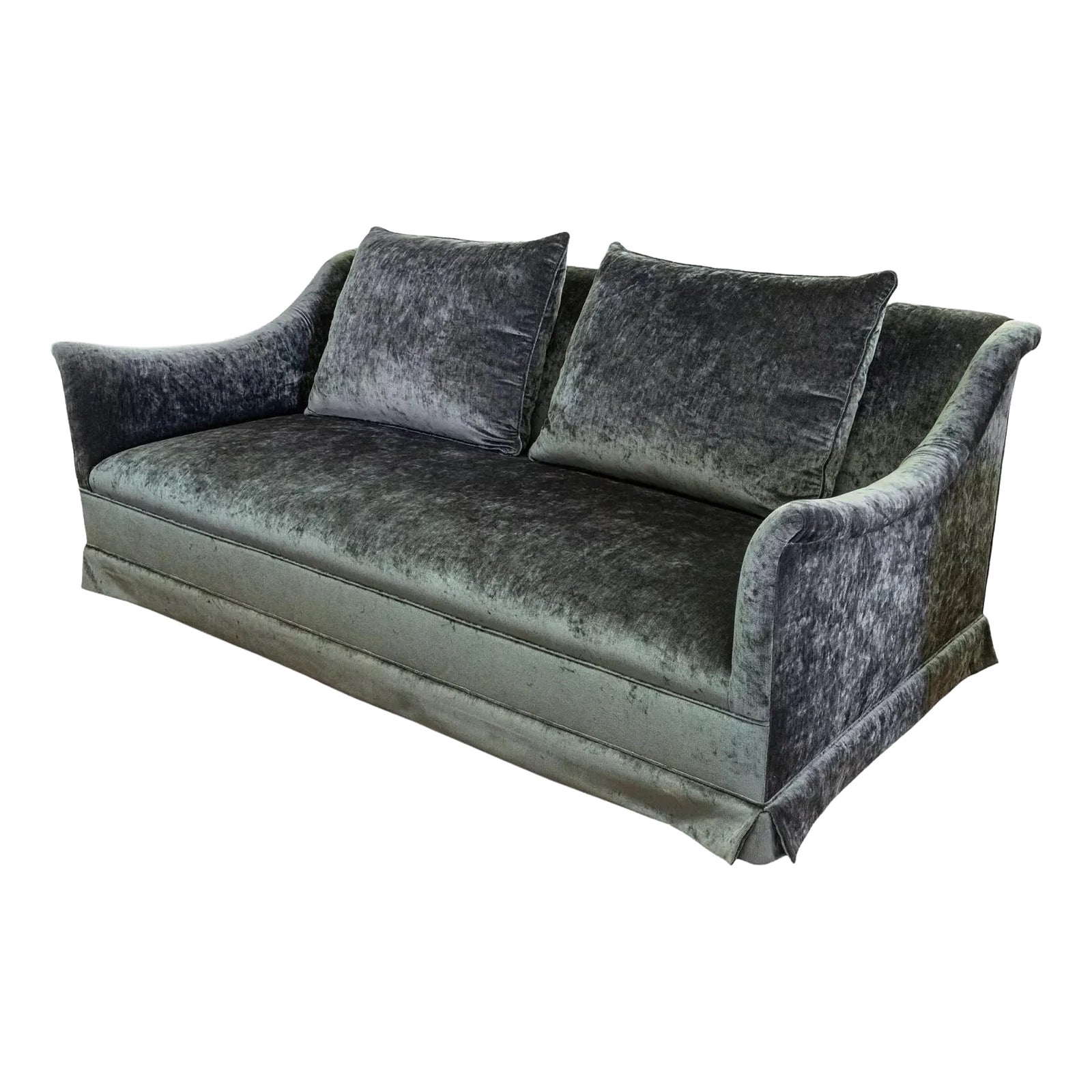 Montauk Traditional Hunter Loveseat with Custom Made Green Velvet