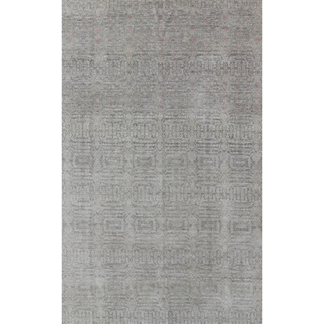 Transitional Finely Woven Khotan Pomegranate Design in Gray/Green, Brown, Taupe by Keivan Woven Arts For Sale - Image 4 of 9