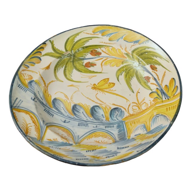 Hand-Painted Dutch Faience Plate, 18th Century For Sale