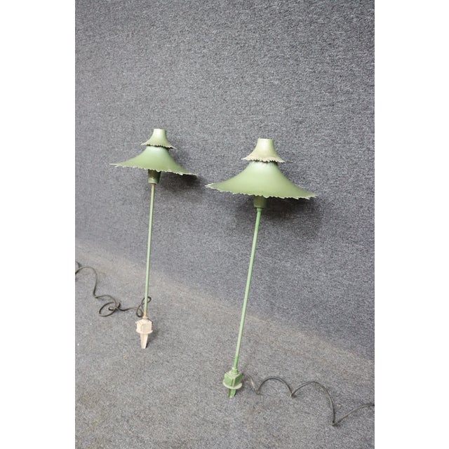 Rare Mid Century Outdoor Pagoda Top Garden Lights For Sale - Image 4 of 10