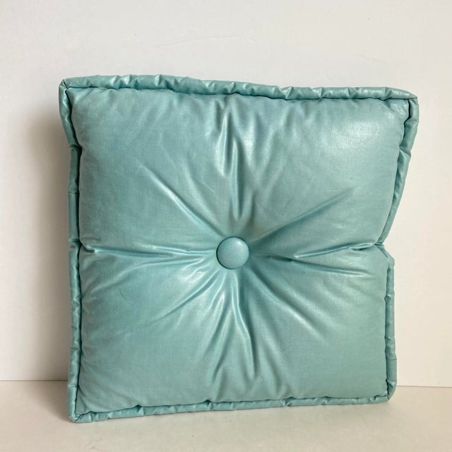 1950s Vintage 1960s Pale Blue Turquoise Petite Throw Pillow For Sale - Image 5 of 6