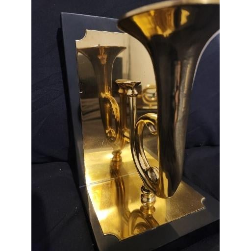 Mid 20th Century Sarreid Ltd. Limited Edition Solid Brass Trumpet Sculptural Bookends - Pair For Sale - Image 6 of 16