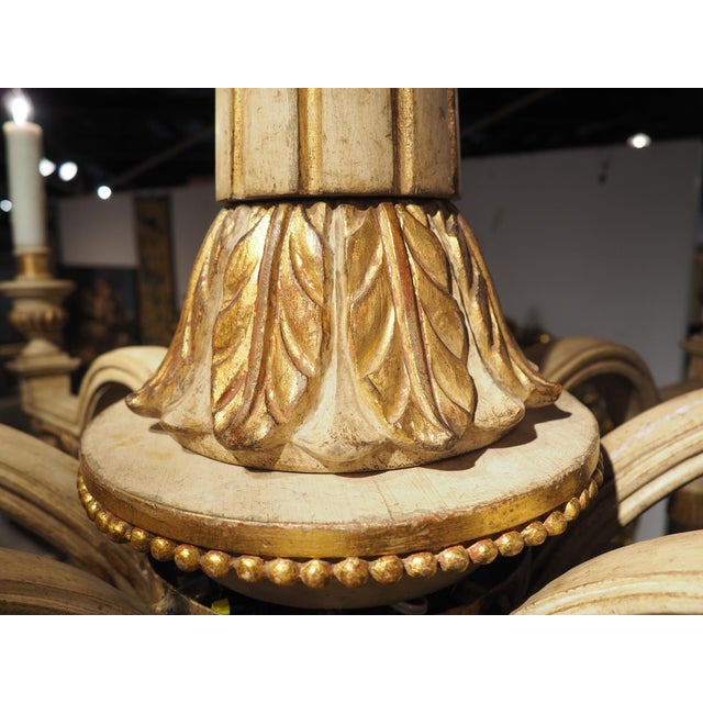 Cream Large Early 1900s Painted and Gilded Wooden Chandelier From Italy, 72.5 X 49 In For Sale - Image 8 of 18