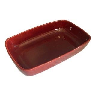 Vintage Haeger Pottery Red Rectangular Ceramic Bowl For Sale