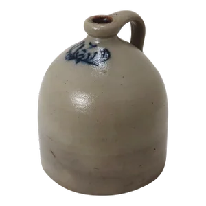 Unusual Antique Late 1800s American Blue Decorated Stoneware 1 Gallon Liquor Jug