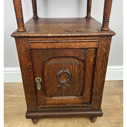 Brown Bedside Tables in Carved Oak with Marble Top, Set of 2 For Sale - Image 8 of 14